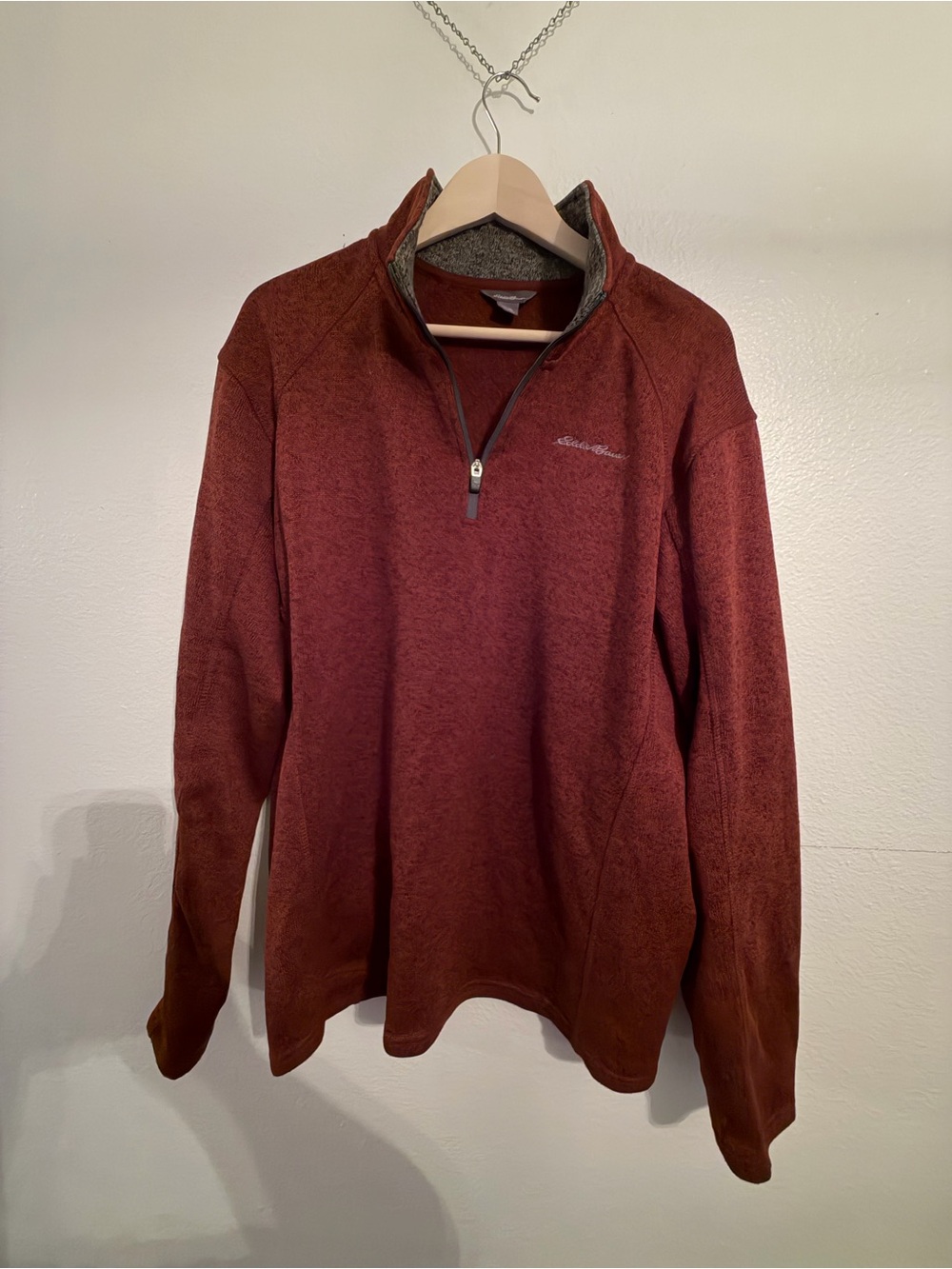 Eddie Bauer Men's Half-Zip Pullover Sweater in Rust Red